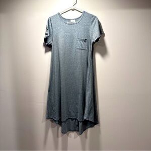 EUC Lula Roe Carly Swing Dress Patch Pocket High Low Hemline Gray